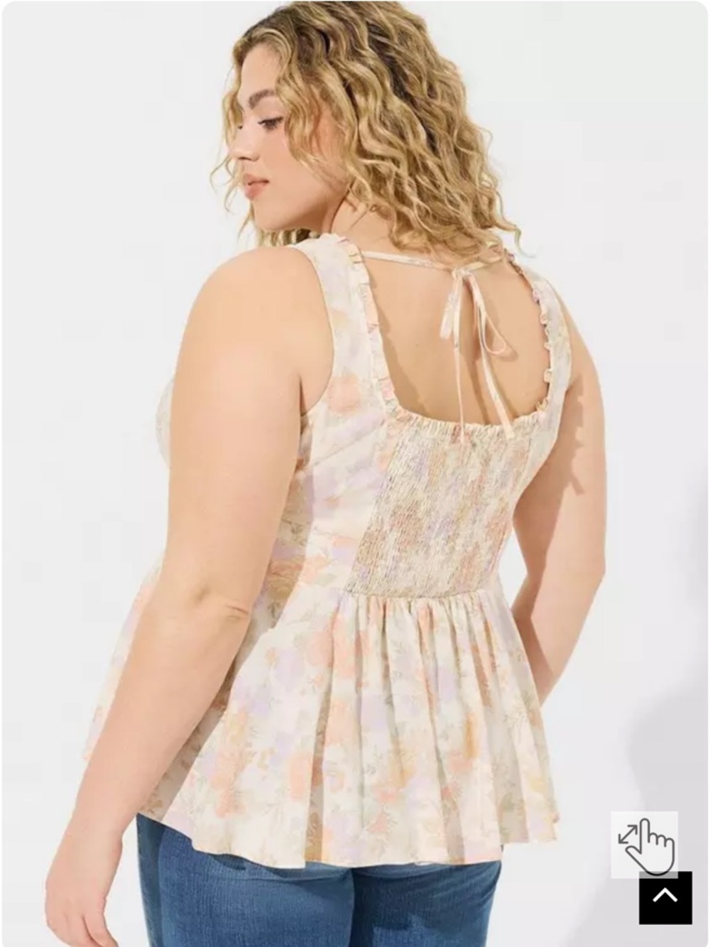 Torrid Babydoll Challis Corset Top in Lush Floral Dew 2X Corset Tie Back Tank - Picture 2 of 12